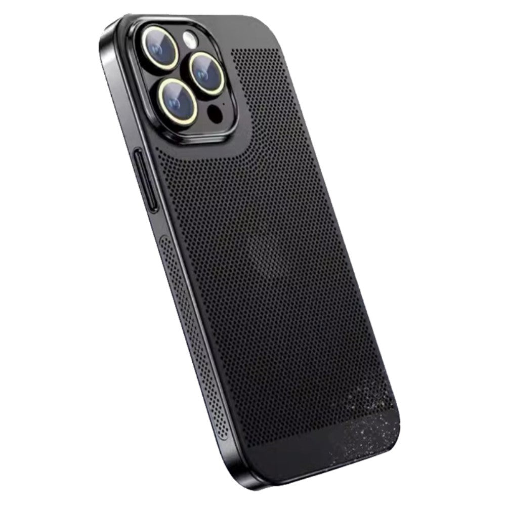 iPhone 15 Hullet Plastik Cover m. Kameralinse Beskyttelse - Sort