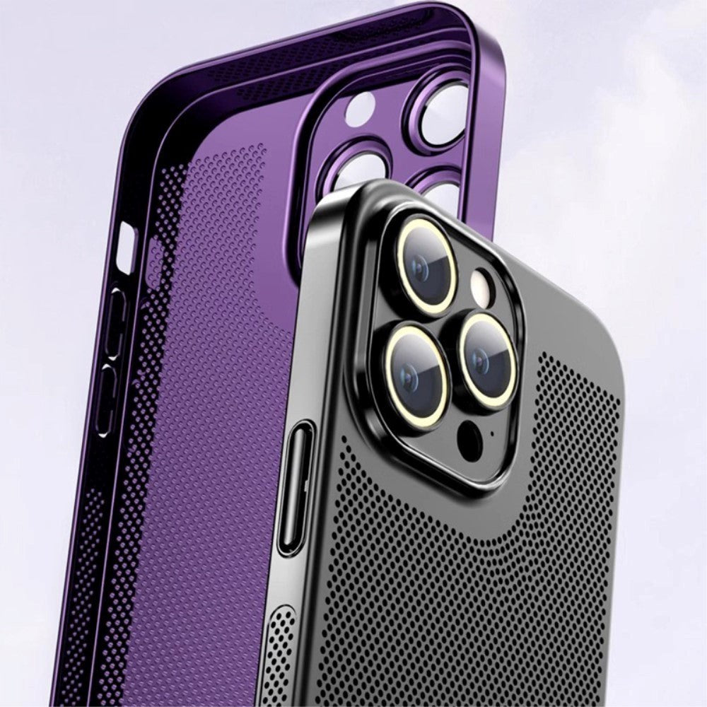 iPhone 15 Hullet Plastik Cover m. Kameralinse Beskyttelse - Sort
