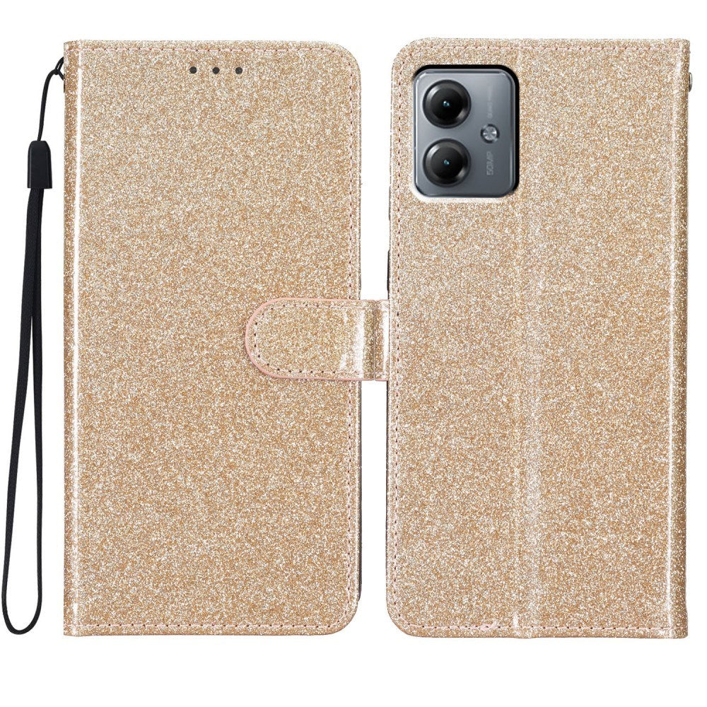 EIDERWOOD Motorola Moto G54 Læder Cover m. Pung & Strop - Glimmer - Guld