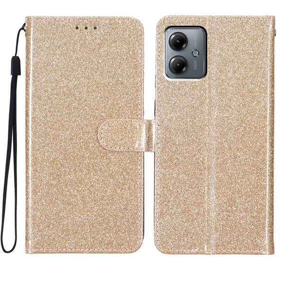 EIDERWOOD Motorola Moto G54 Læder Cover m. Pung & Strop - Glimmer - Guld