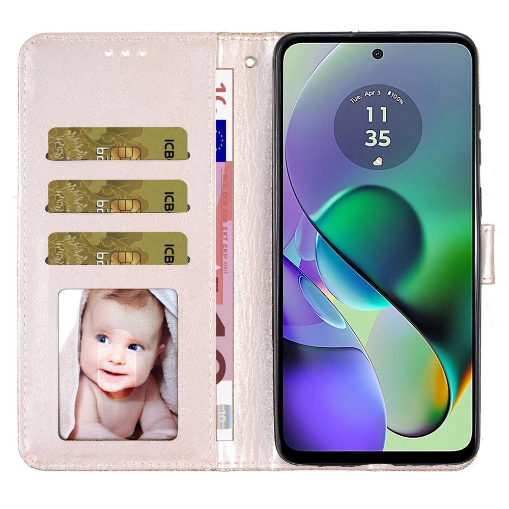 EIDERWOOD Motorola Moto G54 Læder Cover m. Pung & Strop - Glimmer - Guld