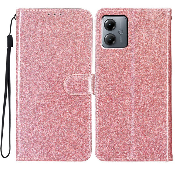 EIDERWOOD Motorola Moto G54 Læder Cover m. Pung & Strop - Glimmer - Rose Gold