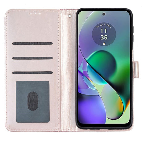EIDERWOOD Motorola Moto G54 Læder Cover m. Pung & Strop - Glimmer - Rose Gold