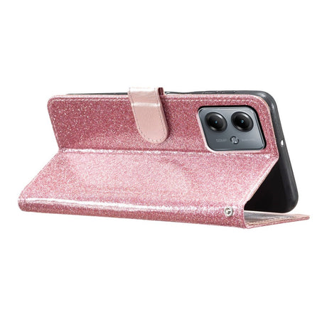 EIDERWOOD Motorola Moto G54 Læder Cover m. Pung & Strop - Glimmer - Rose Gold