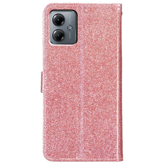EIDERWOOD Motorola Moto G54 Læder Cover m. Pung & Strop - Glimmer - Rose Gold
