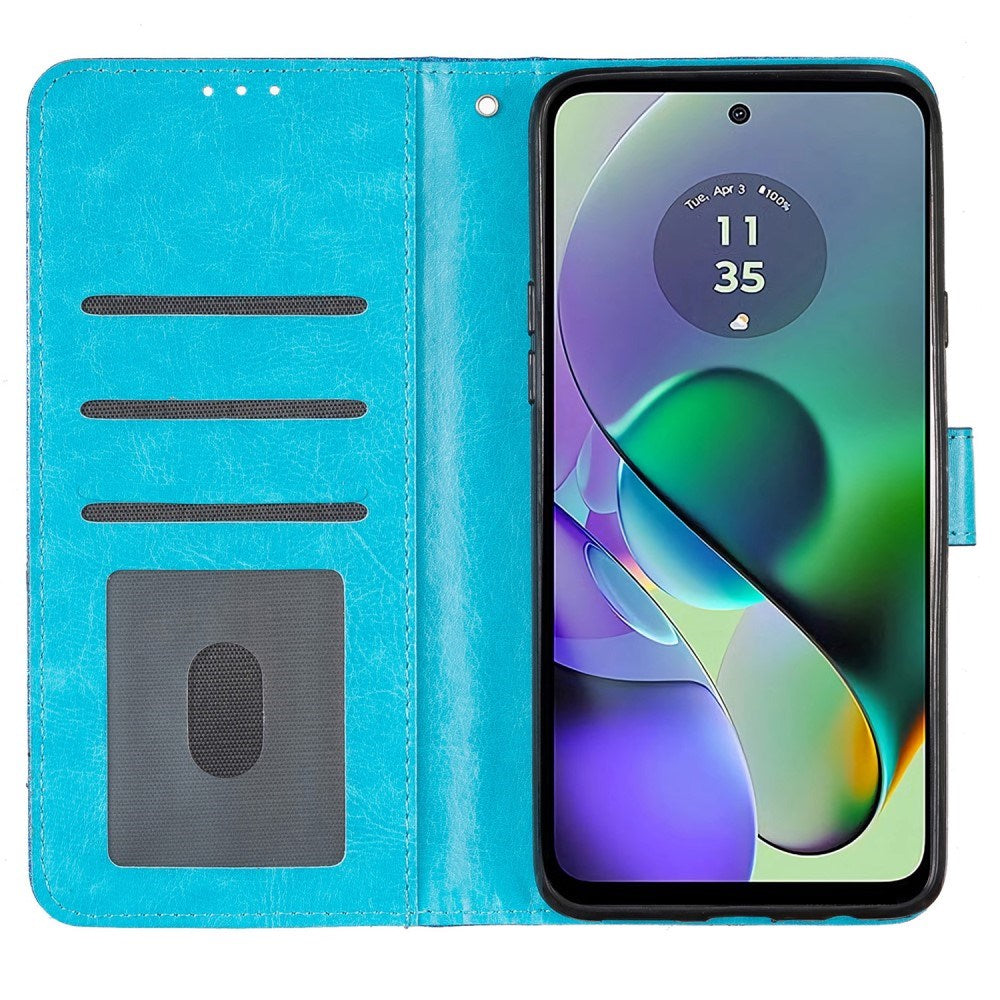 EIDERWOOD Motorola Moto G54 Læder Cover m. Pung & Strop - Glimmer - Blå