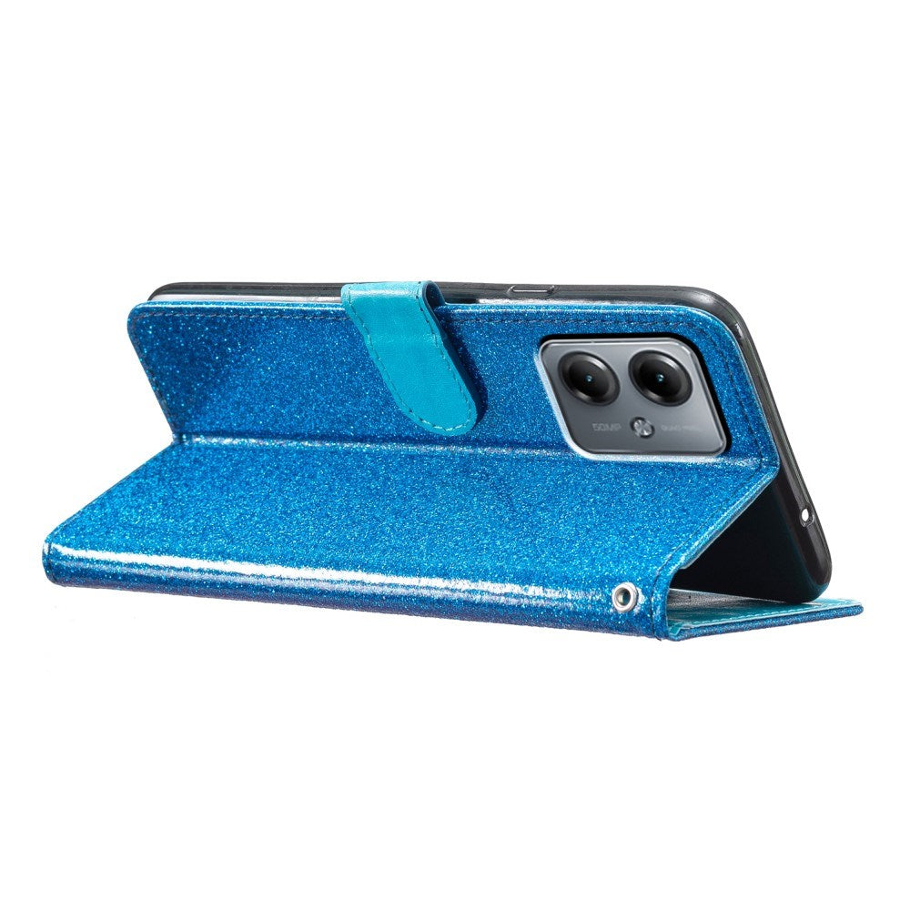 EIDERWOOD Motorola Moto G54 Læder Cover m. Pung & Strop - Glimmer - Blå