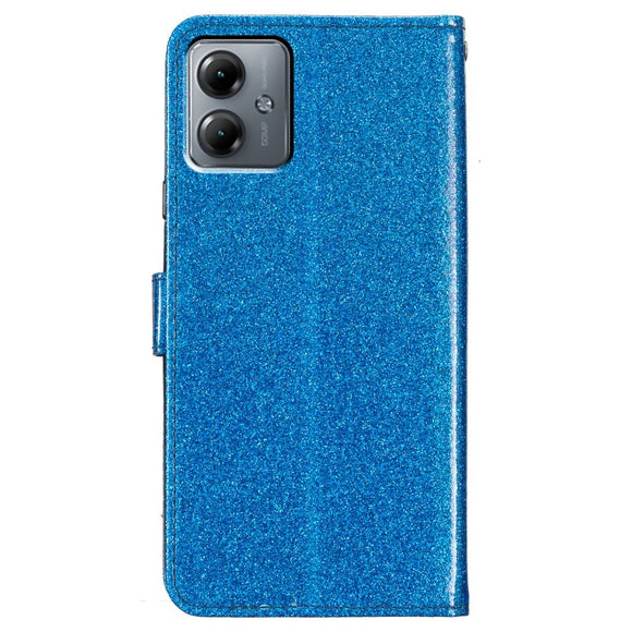 EIDERWOOD Motorola Moto G54 Læder Cover m. Pung & Strop - Glimmer - Blå