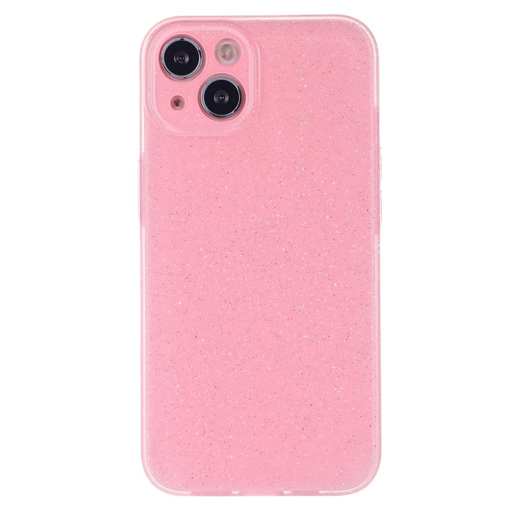 iPhone 15 Fleksibelt Plastik Cover m. Glimmer - Lyserød