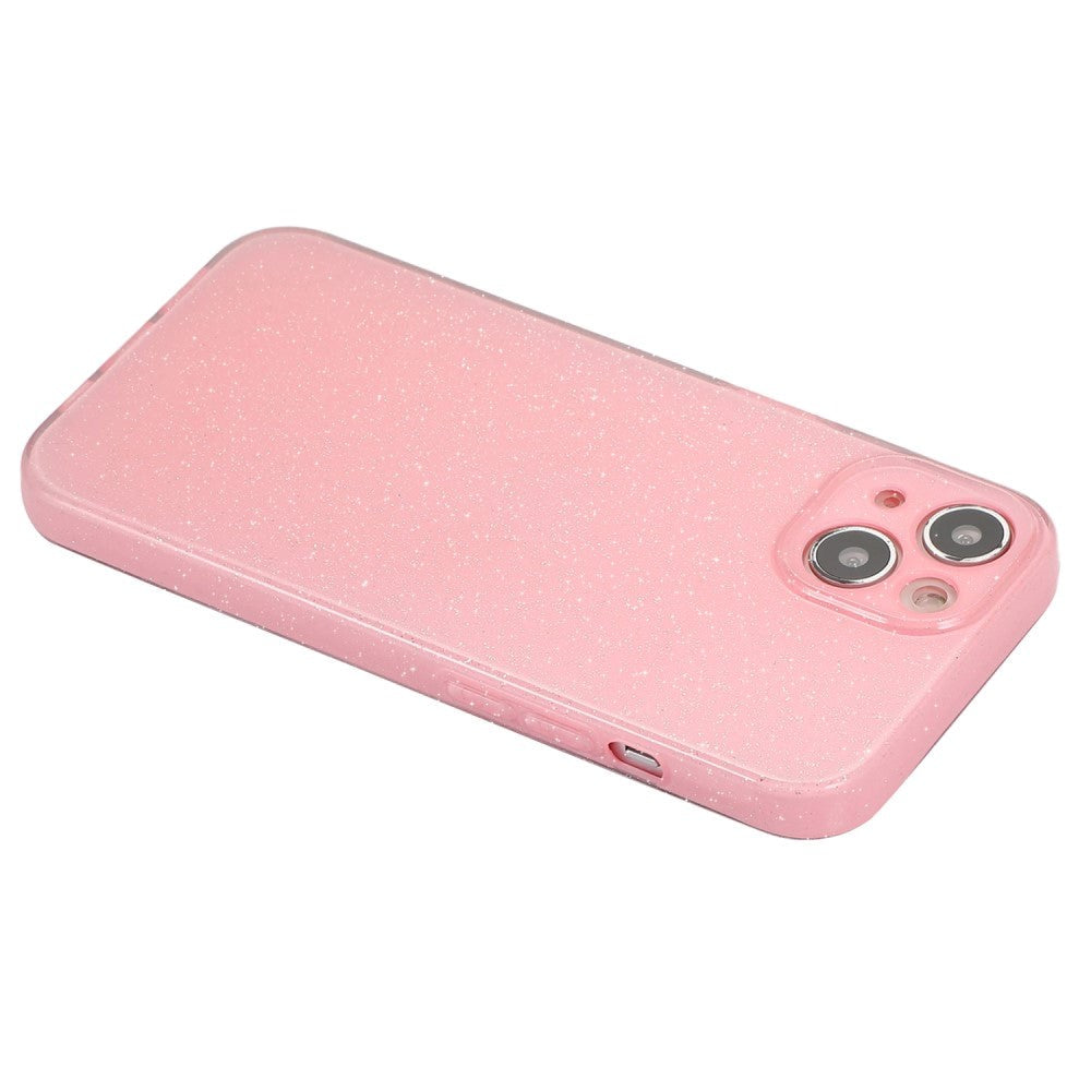 iPhone 15 Fleksibelt Plastik Cover m. Glimmer - Lyserød
