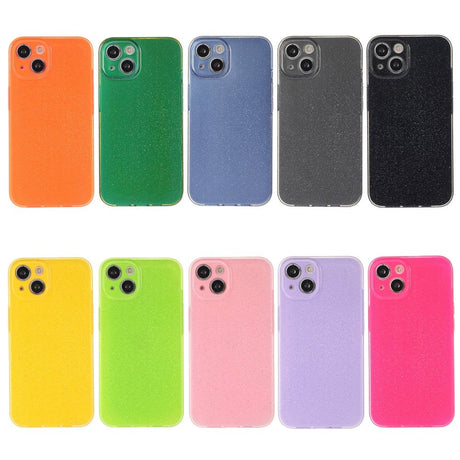 iPhone 15 Fleksibelt Plastik Cover m. Glimmer - Lyserød