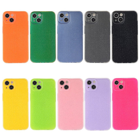 iPhone 15 Fleksibelt Plastik Cover m. Glimmer - Lyserød