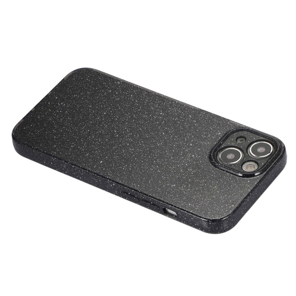 iPhone 15 Fleksibelt Plastik Cover m. Glimmer - Sort