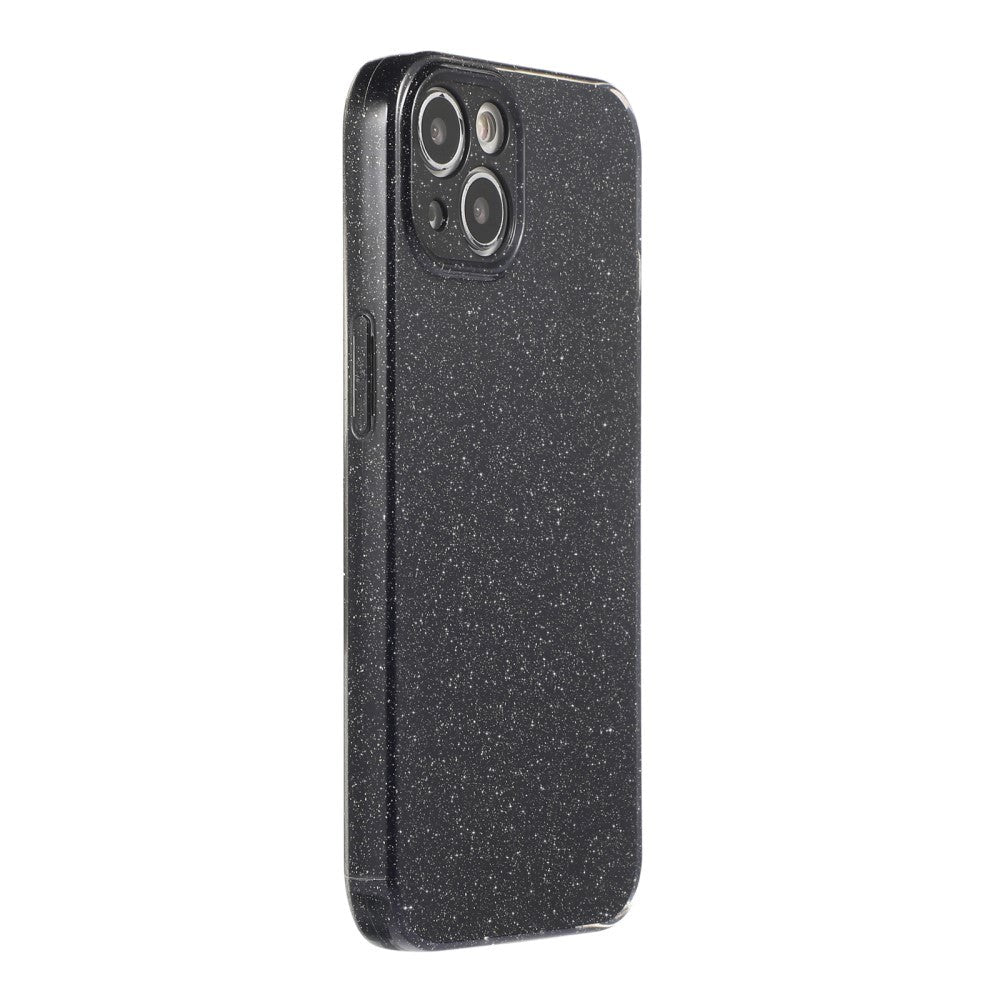iPhone 15 Fleksibelt Plastik Cover m. Glimmer - Sort