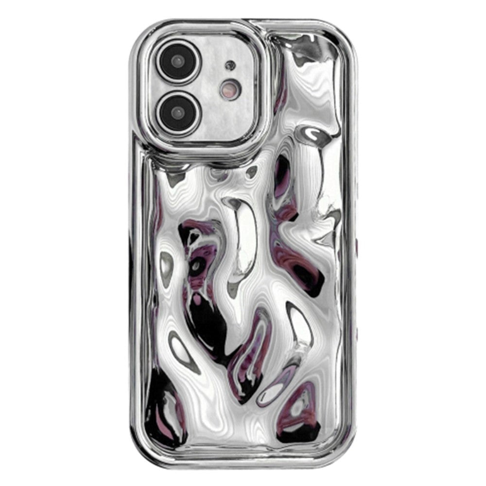 iPhone 12 Fleksibel Plastik Cover m. Skinnende og Ujævn Overflade - Sølv