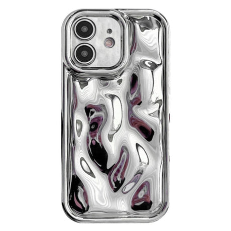 iPhone 12 Fleksibel Plastik Cover m. Skinnende og Ujævn Overflade - Sølv
