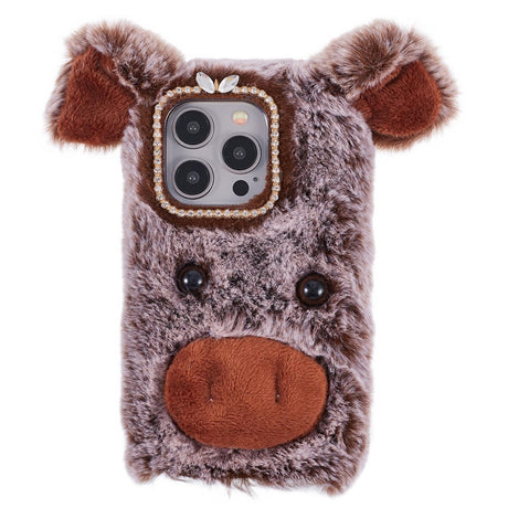 iPhone 15 Pro Fleksibelt Plastik Cover m. Pels - Gris - Brun