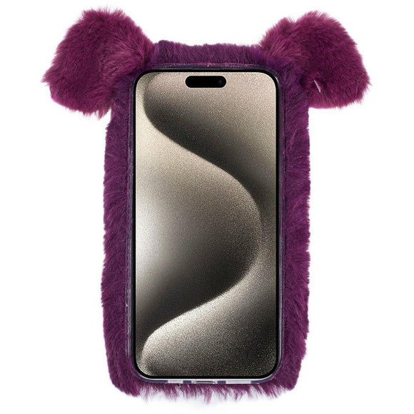 iPhone 15 Pro Fleksibelt Plastik Cover m. Pels - Gris - Lilla