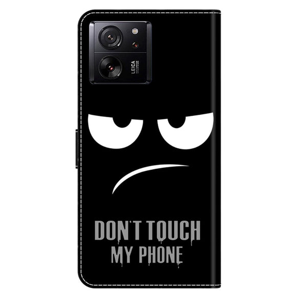 Xiaomi 13T / 13T Pro Læder Cover m. Pung & Print - "Don't Touch My Phone"