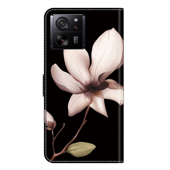 Xiaomi 13T / 13T Pro Læder Cover m. Pung & Print - Blomst