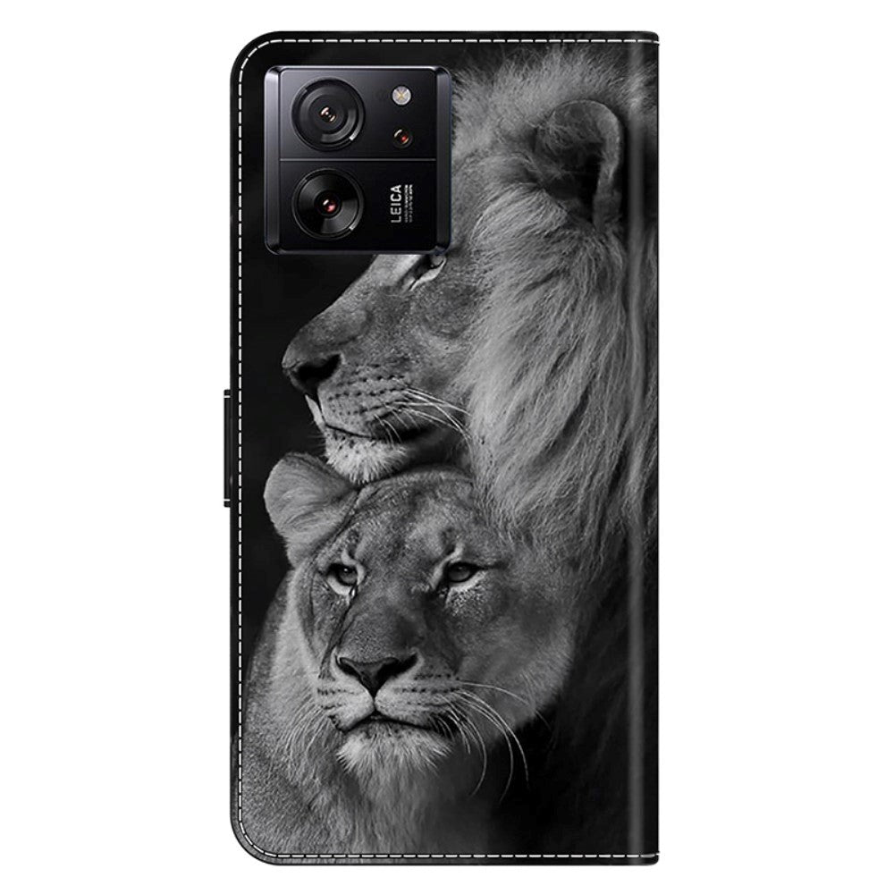 Xiaomi 13T / 13T Pro Læder Cover m. Pung & Print - Løver