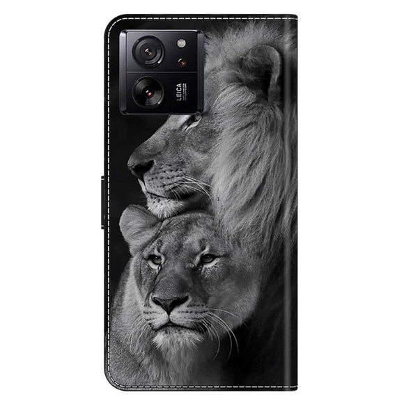 Xiaomi 13T / 13T Pro Læder Cover m. Pung & Print - Løver