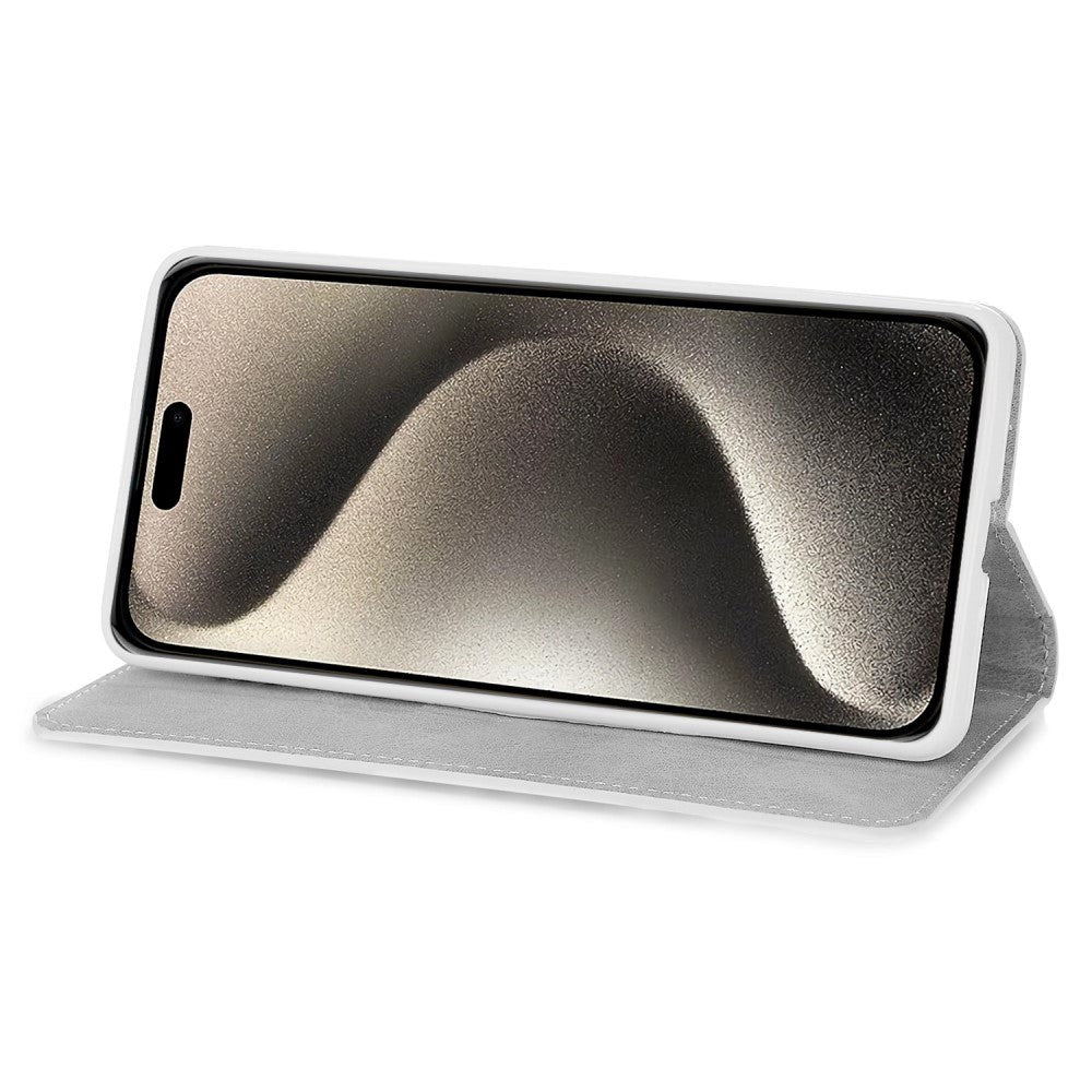 iPhone 15 Pro Læder Cover m. Pung & Strop - Glitter Design - Sort