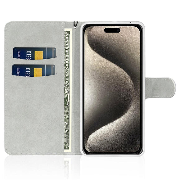 iPhone 15 Pro Læder Cover m. Pung & Strop - Glitter Design - Guld