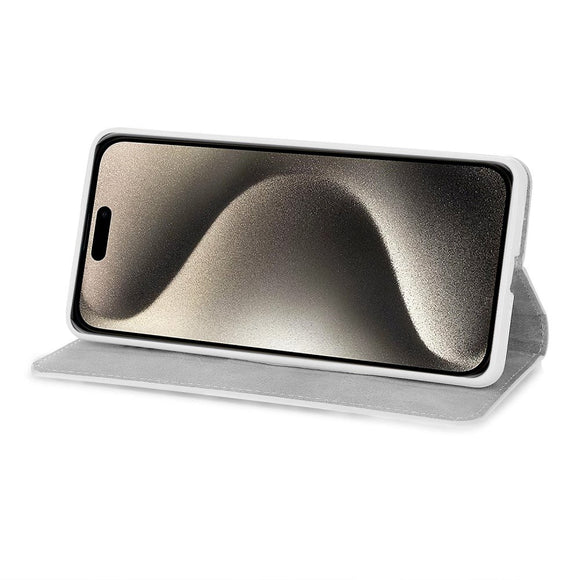 iPhone 15 Pro Læder Cover m. Pung & Strop - Glitter Design - Guld