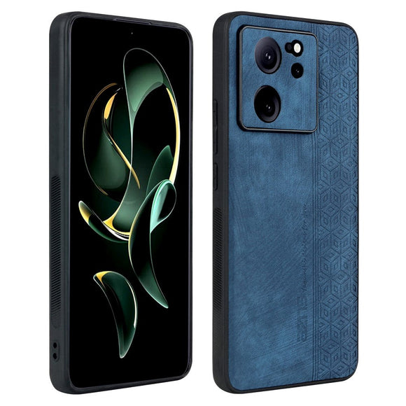 Xiaomi 13T / 13T Pro AZNS Læderbelagt Plastik Cover m. Mønster - Blå