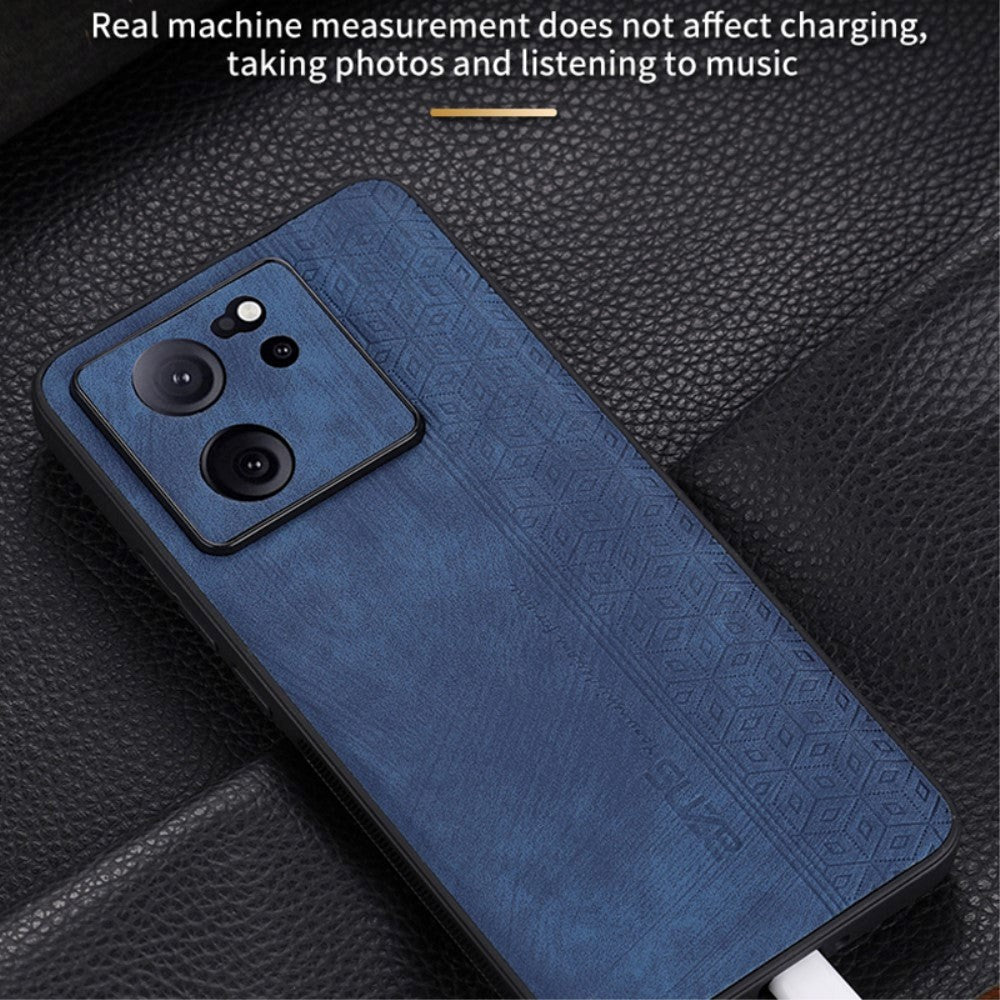 Xiaomi 13T / 13T Pro AZNS Læderbelagt Plastik Cover m. Mønster - Blå