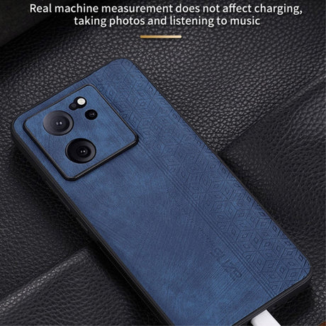 Xiaomi 13T / 13T Pro AZNS Læderbelagt Plastik Cover m. Mønster - Blå