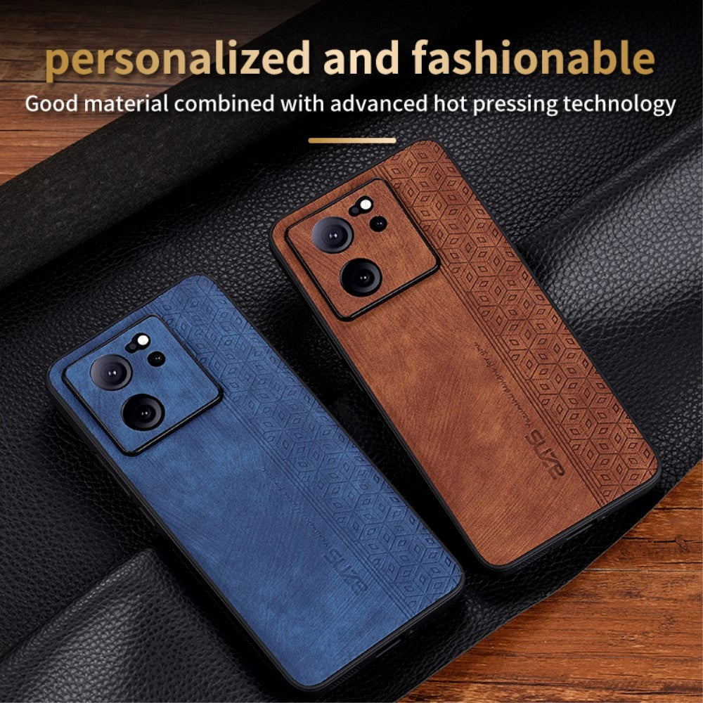 Xiaomi 13T / 13T Pro AZNS Læderbelagt Plastik Cover m. Mønster - Blå