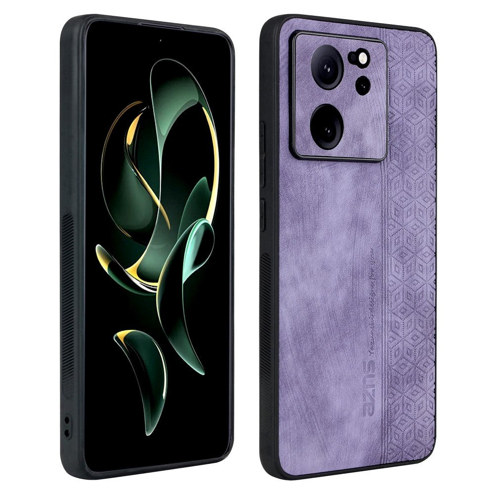 Xiaomi 13T / 13T Pro AZNS Læderbelagt Plastik Cover m. Mønster - Lilla