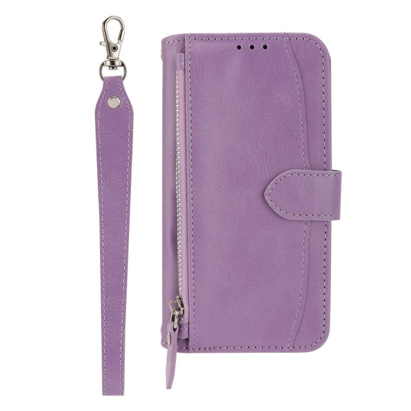 Samsung Galaxy A25 (5G) Læder Cover m. Lynlåslomme & Strop - Lilla