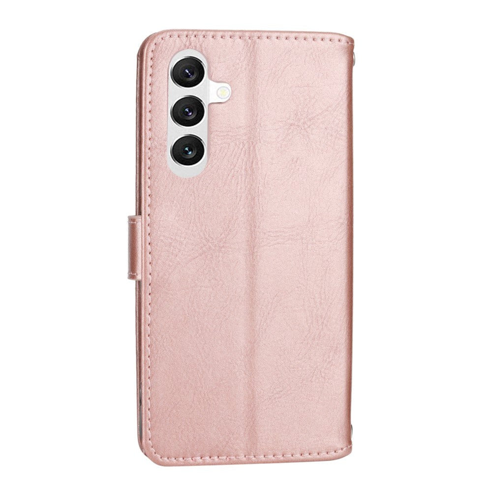 Samsung Galaxy A25 (5G) Læder Cover m. Lynlåslomme & Strop - Rose Gold