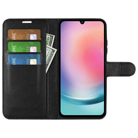 Samsung Galaxy A25 (5G) Litchi Læder Cover m. Pung - Sort