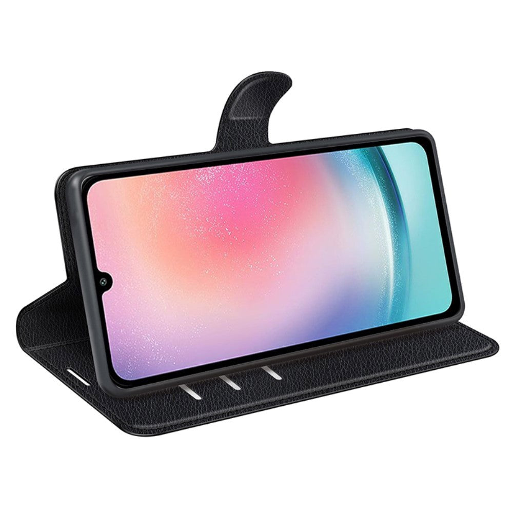 Samsung Galaxy A25 (5G) Litchi Læder Cover m. Pung - Sort