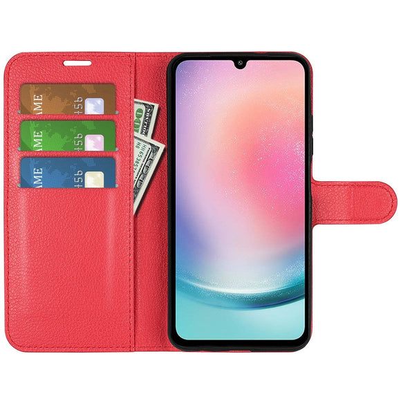 Samsung Galaxy A25 (5G) Litchi Læder Cover m. Pung - Rød