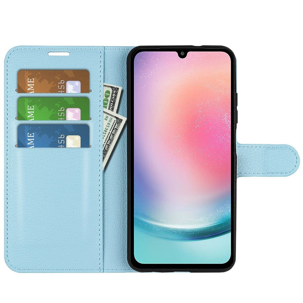 Samsung Galaxy A25 (5G) Litchi Læder Cover m. Pung - Lyseblå