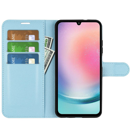 Samsung Galaxy A25 (5G) Litchi Læder Cover m. Pung - Lyseblå
