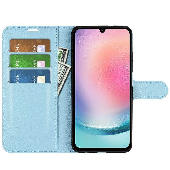 Samsung Galaxy A25 (5G) Litchi Læder Cover m. Pung - Lyseblå