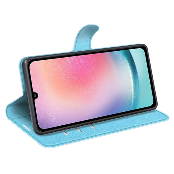 Samsung Galaxy A25 (5G) Litchi Læder Cover m. Pung - Lyseblå
