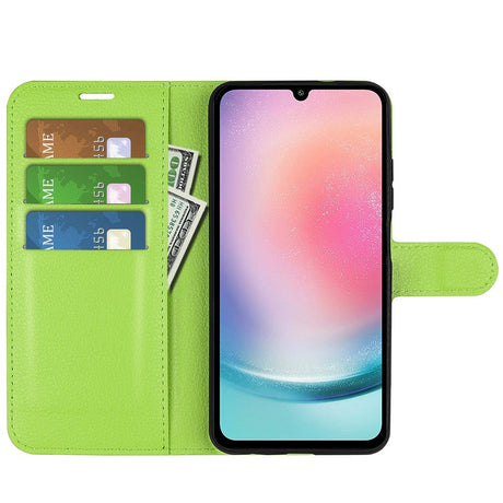 Samsung Galaxy A25 (5G) Litchi Læder Cover m. Pung - Grøn