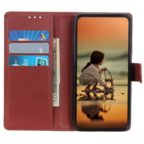 Samsung Galaxy S24 Ultra Litchi Læder Cover m. Pung - Brun