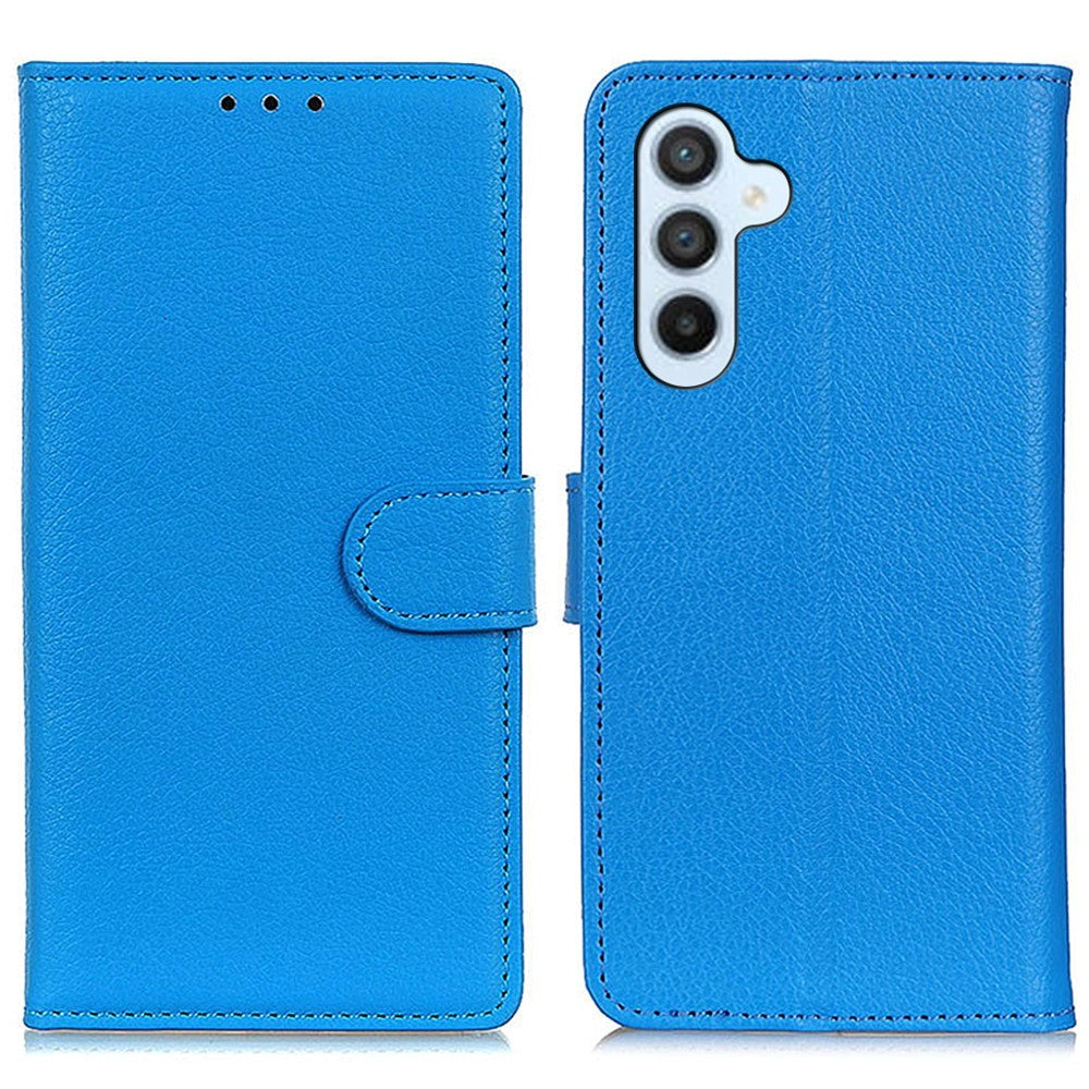 Samsung Galaxy S24 Litchi Læder Cover m. Pung - Blå