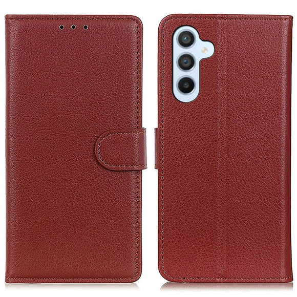 Samsung Galaxy S24 Litchi Læder Cover m. Pung - Brun