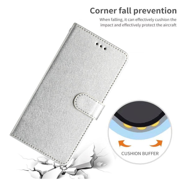 Samsung Galaxy A15 (5G) / A15 Læder Cover - Silke Tekstur - m. Pung og Strop - Sølv