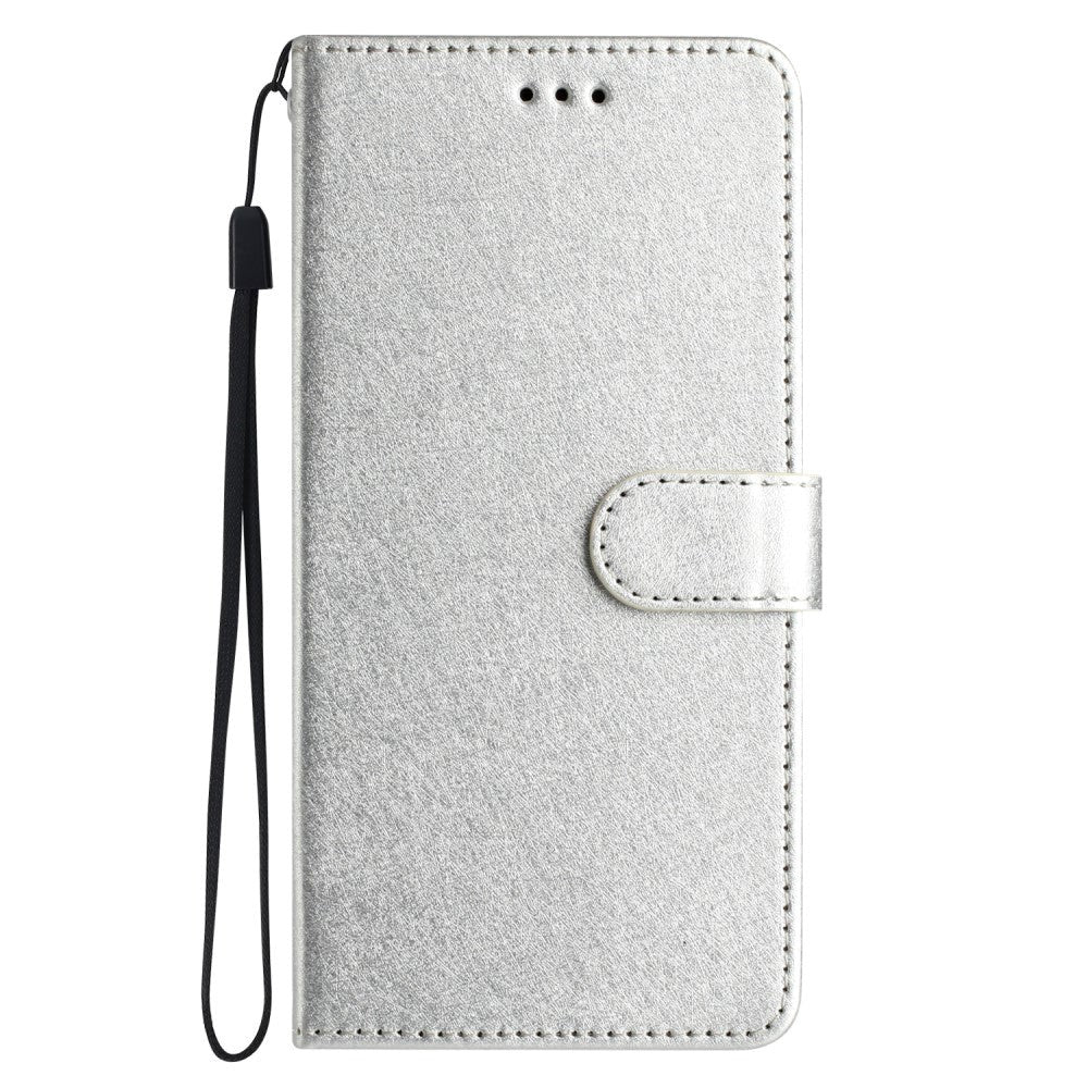 Samsung Galaxy A15 (5G) / A15 Læder Cover - Silke Tekstur - m. Pung og Strop - Sølv