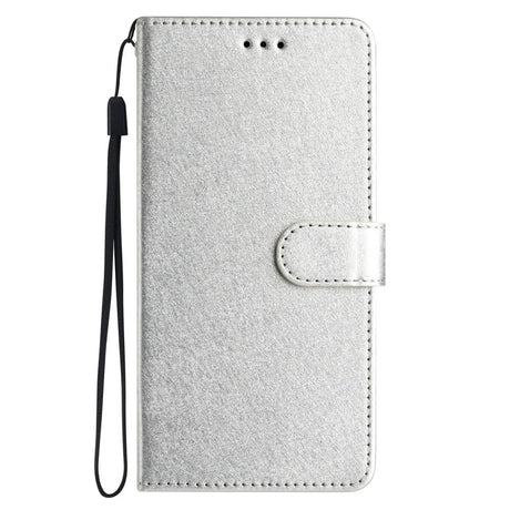Samsung Galaxy A15 (5G) / A15 Læder Cover - Silke Tekstur - m. Pung og Strop - Sølv